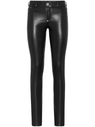 Philipp Plein Skinny-cut Faux-leather Trousers In Black