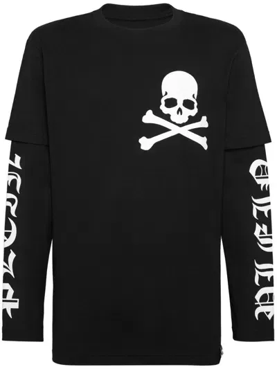 Philipp Plein Skull-print Cotton T-shirt In Black