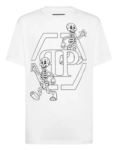 Philipp Plein Skeleton-print Cotton T-shirt In White