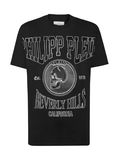 Philipp Plein Crystal-embellished Cotton T-shirt In Black