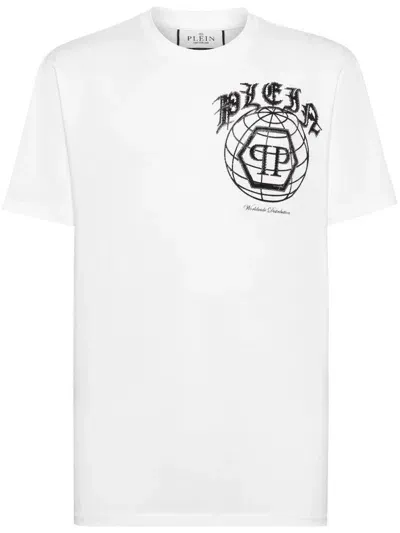 Philipp Plein Logo-embellished Cotton T-shirt In White