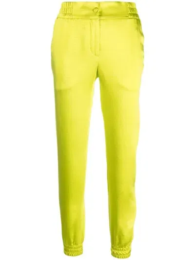 Philipp Plein Tapered Satin Track Pants In '09 Yellow'