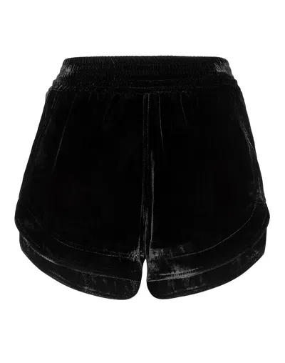 Philipp Plein Velvet Elasticated-waist Shorts In Black