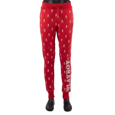 Pre-owned Philipp Plein X Playboy Jogging Hose Sweatpants Sporthose Kristalle Rot Weiss