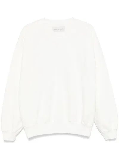 Philippe Model Paris Logo-embroidered Sweatshirt In White