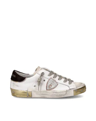 Philippe Model Paris Sneaker Bassa Prsx Oro E Marrone In Xe05