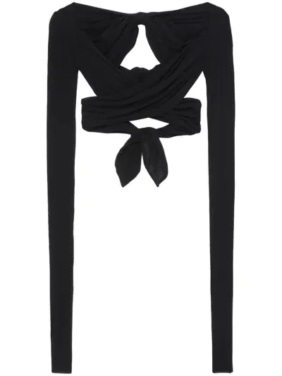 Philosophy Di Lorenzo Serafini Bow-fastening Cropped Top In Black