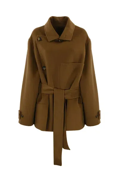 Philosophy Di Lorenzo Serafini Double-breasted Wool Coat In Brown