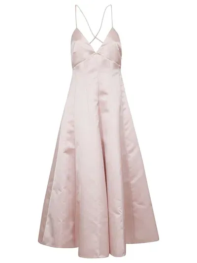 Philosophy Di Lorenzo Serafini Satin Flared Sleeveless Maxi Dress In Pink