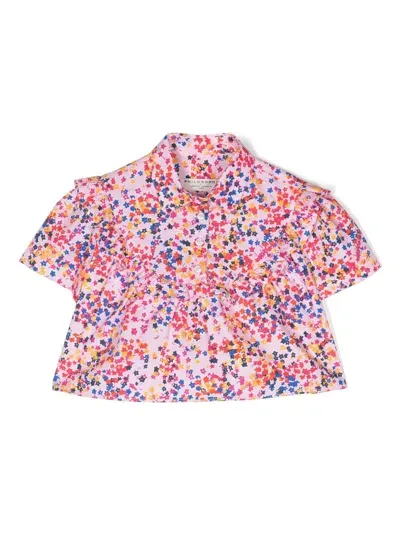 Philosophy Di Lorenzo Serafini Kids' Floral-print Cotton Blouse In Pink