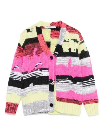 Philosophy Di Lorenzo Serafini Kids' Intarsia-knit Cardigan In Pink