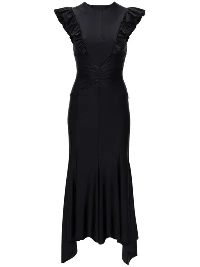 Philosophy Di Lorenzo Serafini Ruffle-trim Fluted Maxi Dress In Black