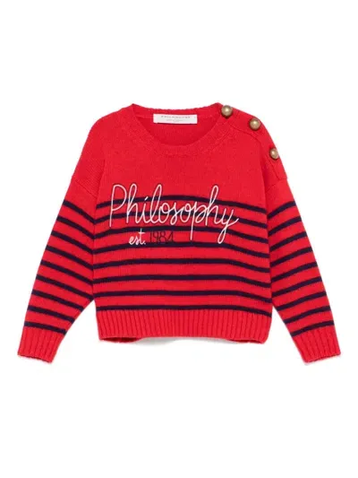 Philosophy Di Lorenzo Serafini Kids' Logo-embroidered Jumper In Red