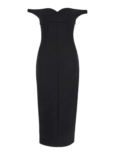 Philosophy Di Lorenzo Serafini Off-shoulder Midi Dress In Black