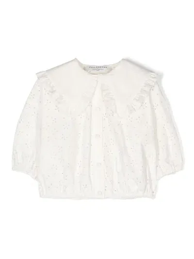 Philosophy Di Lorenzo Serafini Kids' Openwork Cotton Shirt In White