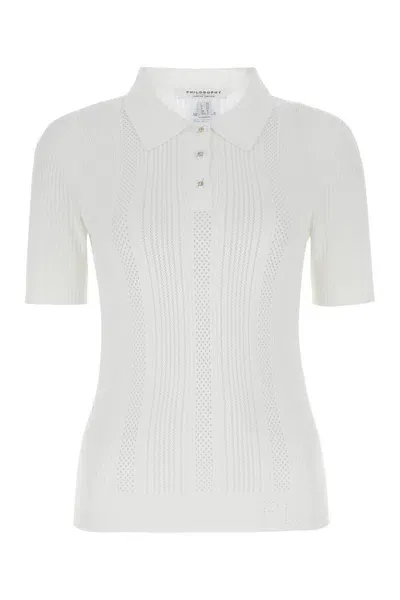 Philosophy Di Lorenzo Serafini Straight Hem Knitted Polo Shirt In White