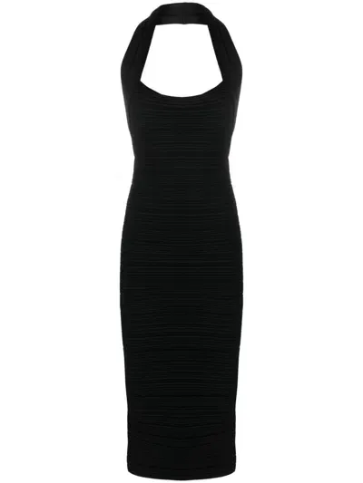 Philosophy Di Lorenzo Serafini Ribbed Halterneck Midi Dress In Schwarz