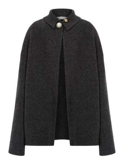 Philosophy Di Lorenzo Serafini Ribbed Wool And Silk Cardigan In Grey