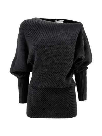 Philosophy Di Lorenzo Serafini Wool Blend Boat Neck Sweater In Black