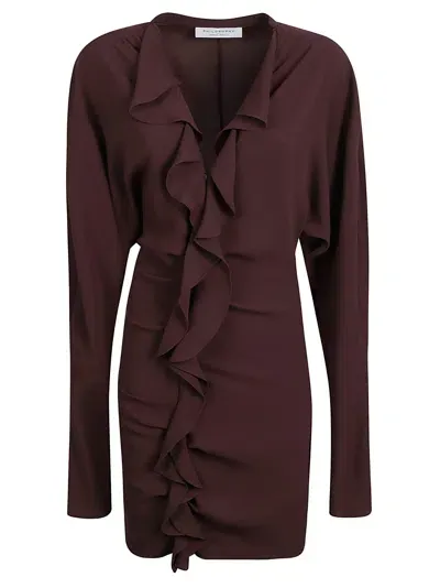 Philosophy Di Lorenzo Serafini Ruffle Mid-length Dress In Brown