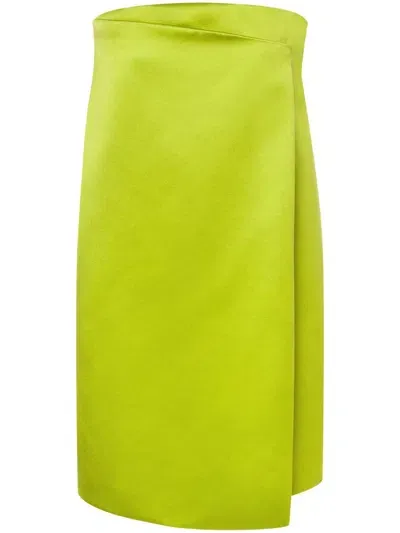 Philosophy Di Lorenzo Serafini Viscose Duchesse Satin Midi Skirt In Yellow