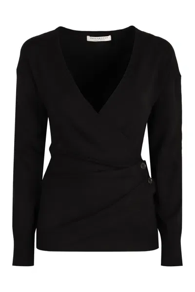 Philosophy Di Lorenzo Serafini Wool V-neck Sweater In Black