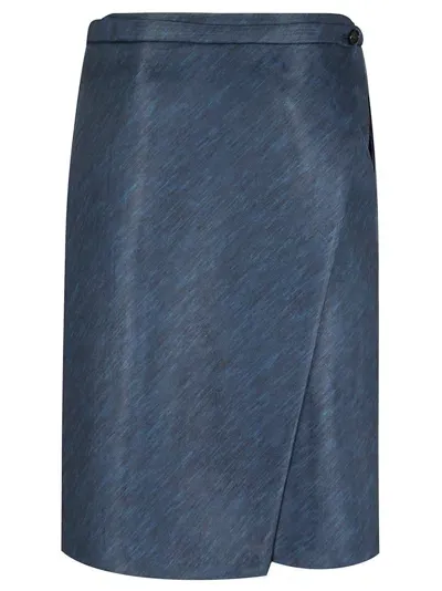 Philosophy Di Lorenzo Serafini Wrap Mini Skirt With Unique Design And High-quality Polyamide Blend In Blue