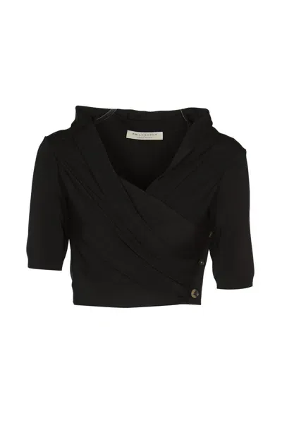 Philosophy Di Lorenzo Serafini Wraparound Copped Sweater In Black