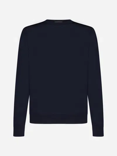 Piacenza Cashmere Wool Crewneck Sweater In Blu Scuro