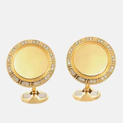 Pre-owned Piaget 18k Yellow Gold And Diamond Cufflinks