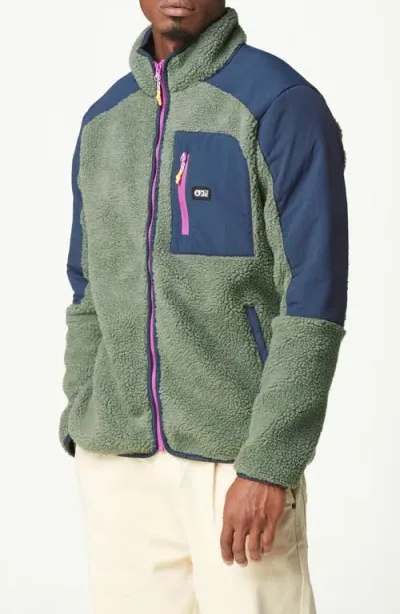 Picture Organic Clothing Quilchena Fleece Jacket In Green Spray Dark Blue