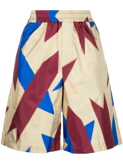 Pierre-louis Mascia Abstract-print Silk Bermuda Shorts In Multicolour