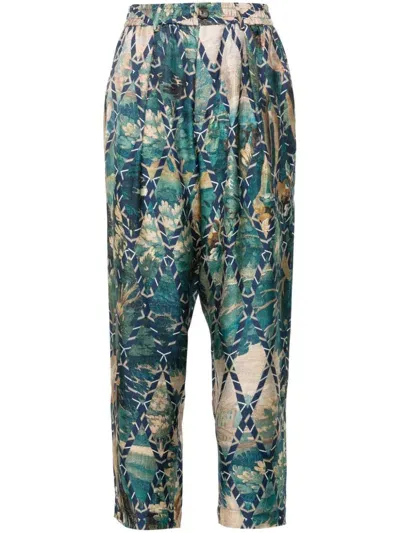 Pierre-louis Mascia Abstract-print Trousers In Beige