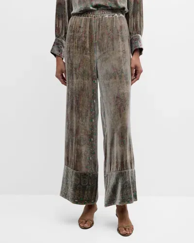 Pierre-louis Mascia Abstract-print Viscose-silk Pants In Dove Grey Multi 513544/101