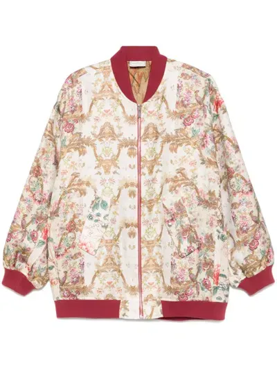 Pierre-louis Mascia Botanical-print Bomber Jacket In Neutrals