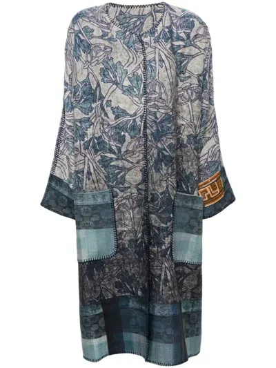 Pierre-louis Mascia Botanical-print Coat In Black