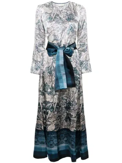 Pierre-louis Mascia Botanical-print Dress In Blue