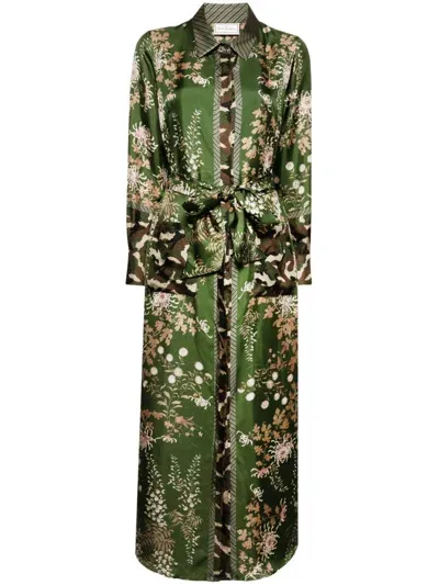 Pierre-louis Mascia Floral-print Maxi Dress In 绿色