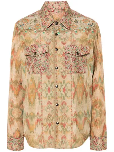 Pierre-louis Mascia Floral-print Shirt In Beige