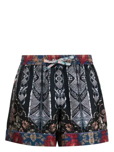 Pierre-louis Mascia Graphic-print Elasticated-waist Shorts In Black