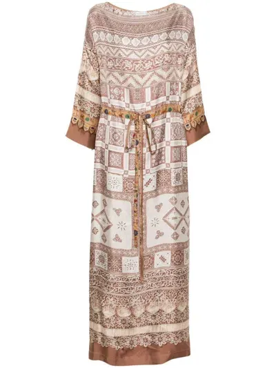 Pierre-louis Mascia Aloe Silk Maxi Dress In Beige