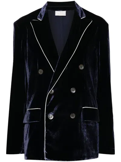 Pierre-louis Mascia Velvet Blazer In Blue