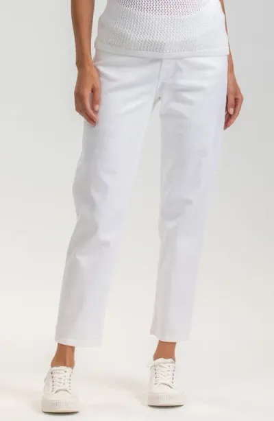 Pietro Brunelli Ankle Straight Leg Maternity Mom Jeans In White