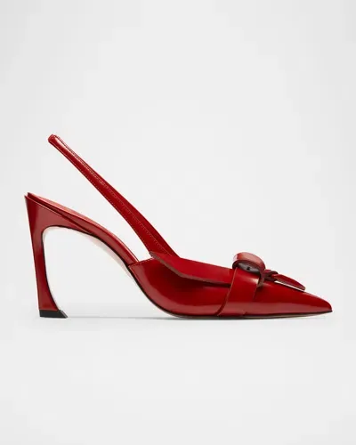 Piferi Glossy Buckle Slingback Pumps In Red/red