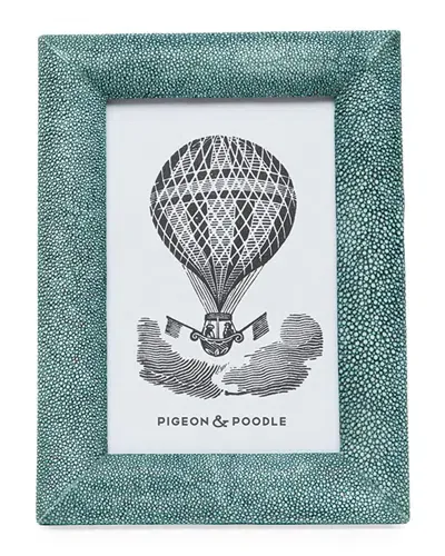 Pigeon & Poodle Oxford Faux-shagreen Frame, 4x6 In Turquoise