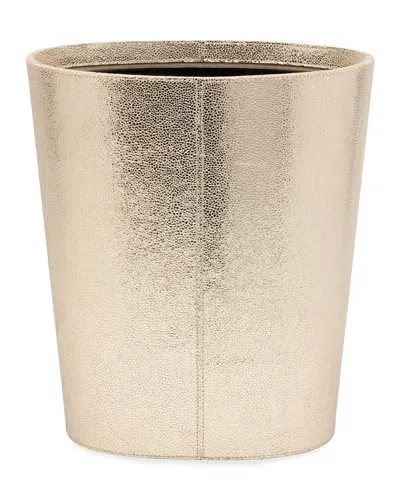 Pigeon & Poodle Viana Leather Oval Wastebasket In Gold Foil