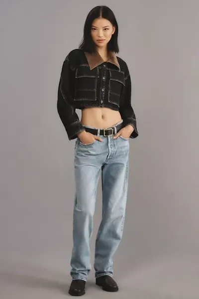 Pilcro Cropped Denim Jacket In Black