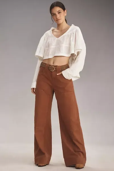 Pilcro Puddle Curve Low-rise Jeans Pants In Brown