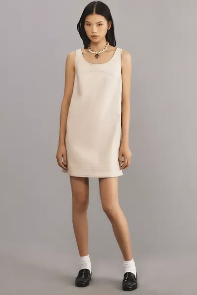 Pilcro Scoop-neck Mini Shift Dress In Beige