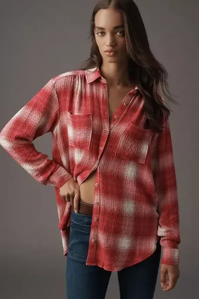 Pilcro The Hadley Relaxed Buttondown Shirt By U200b In Pink